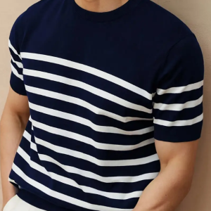T-shirt à manches courtes à rayures pour hommes